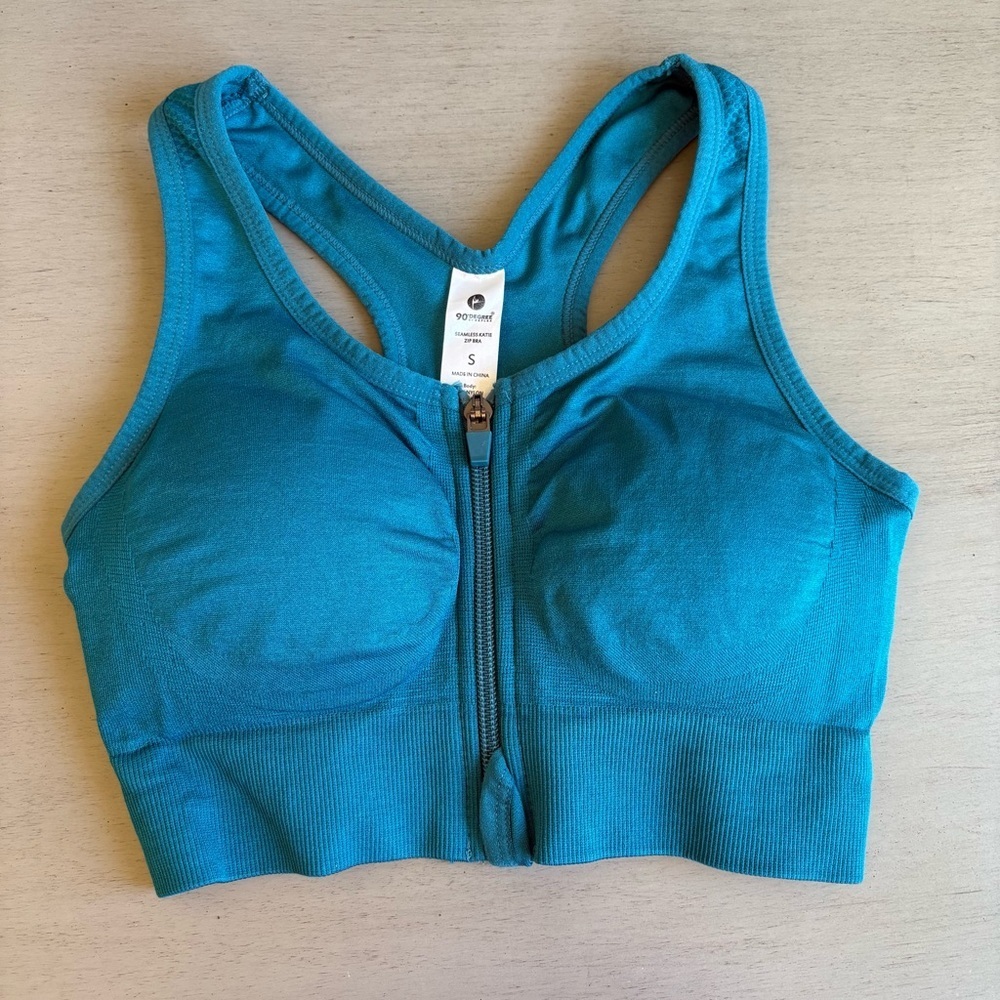 90 Degree By Reflex Activewear Support Zip Front Racerback Sports Bras Set Sz S - Picture 9 of 15